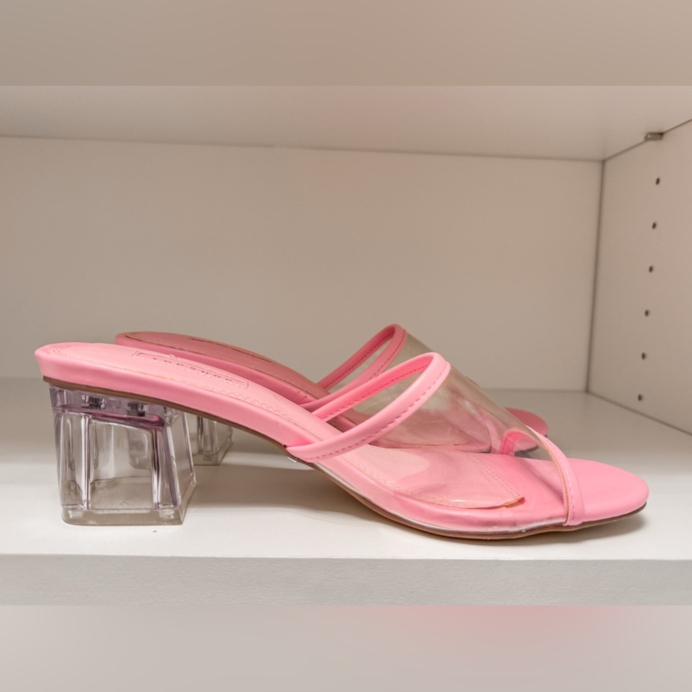 Topshop Pink Dusty Transparent Mules Size 6